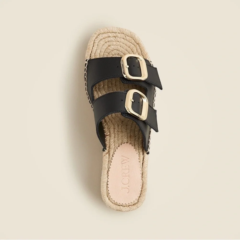 J.Crew Made-in-Spain block-heel espadrilles in leather CA017 sz 9 NEW
